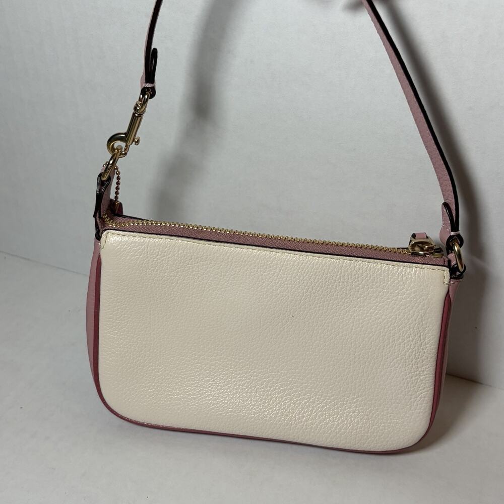 Coach Nolita 19 Wristlet Chalk Pebbled Leather Pink Stripe Heart Motif - Picture 3 of 6